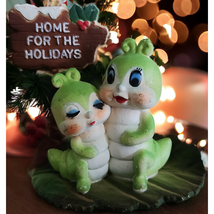 Vintage Home For The Holidays Caterpillar Pair Plastic Figurine Hong Kong - $11.67