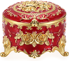 Mothers Day Gifts for Mom Wife, Vintage Metal Jewelry Box - Small Trinket Organi - £20.46 GBP
