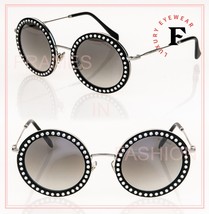 MIU MIU NOIR 59U Black Silver Crystal Stud Retro Round Metal Sunglasses MU59US - £276.92 GBP