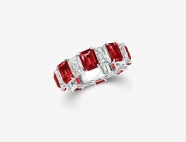 10CT Personnalisé Simulé Diamant Et Rubis 14K Plaqué or Blanc Sur Bague Argent - £100.57 GBP