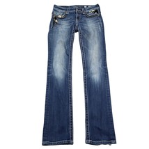 Miss Me Pants Womens 27 Blue Sequin Pocket Low Rise Slim Straight Jeans - £23.28 GBP