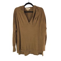 Michael Kors Womens Tunic Sweater Hooded V Neck Brown L - £5.44 GBP