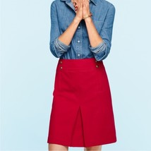 NWOT TALBOTS Twill A-line front-pleat riding skirt red textured nautical... - $35.00