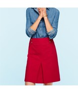NWOT TALBOTS Twill A-line front-pleat riding skirt red textured nautical... - $35.00