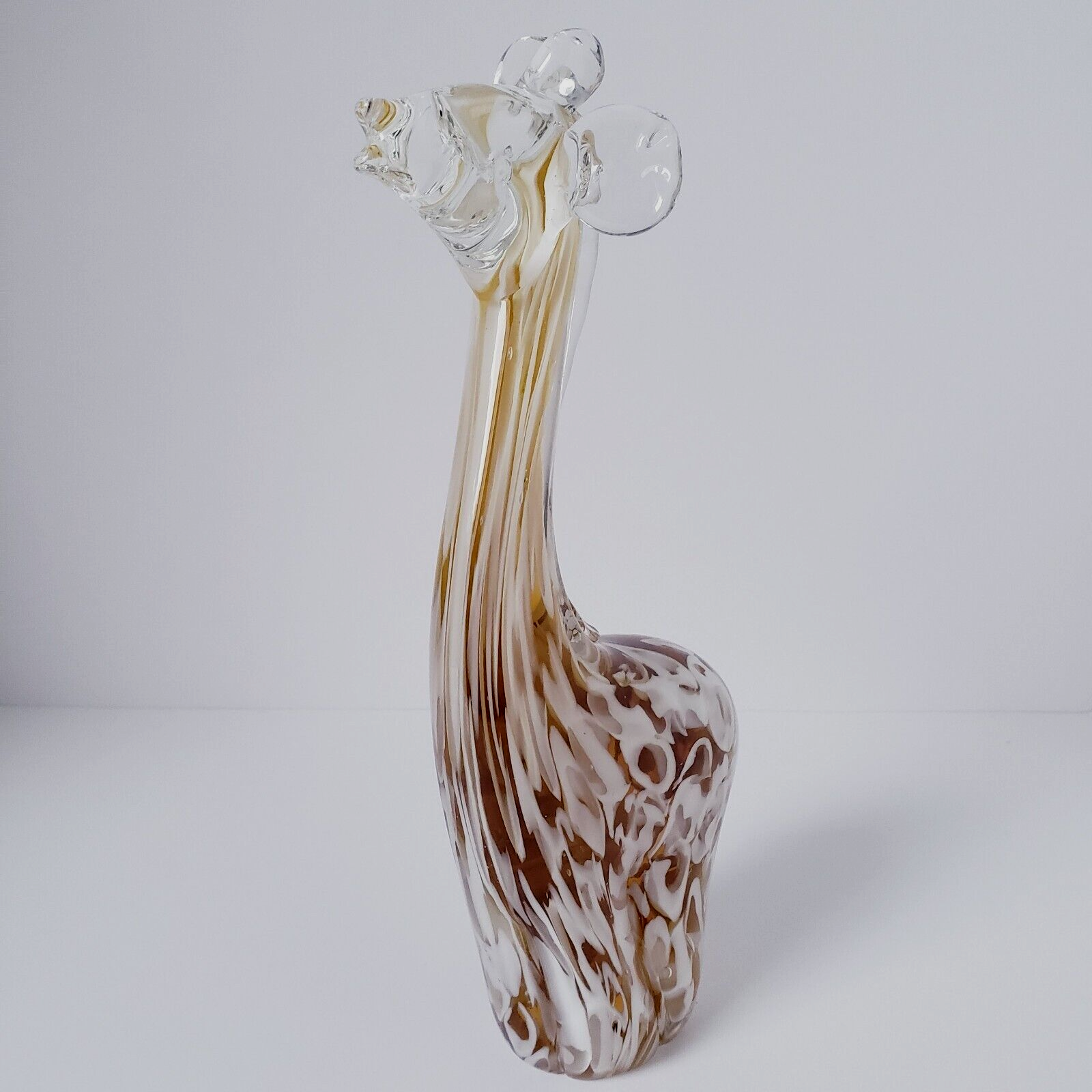 Primary image for Hand-Blown Art Glass 10” Paper Weight Giraffe Figurine Sculpture Amber White