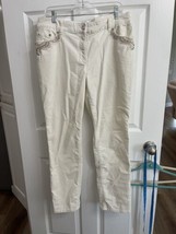 Women’s Chicos Embellished Crystal Bedazzled Cream Corduroy Pants Size 1... - £8.51 GBP