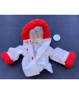 Vintage Barbie Woolish White And Red Coat Jacket - $16.62