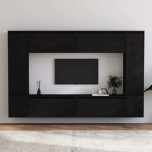 TV Cabinets 8 pcs Black Solid Wood Pine - £268.87 GBP