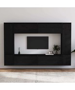 TV Cabinets 8 pcs Black Solid Wood Pine - £268.51 GBP