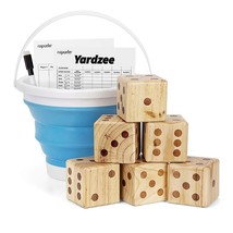3.5&quot; Giant Wooden Yard Dice Set For Outdoor Fun, Barbeque, Party Events,... - £59.07 GBP