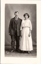 RPPC Lovely Edwardian Couple Studio Lots of Jewelry Photo c1910 Postcard W17 - £11.17 GBP