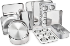 Teamfar Stainless Steel Bakeware Set of 11, Toaster Oven Baking Pan Set, Lasagna - $75.77