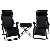 3 Pieces Folding Portable Zero Gravity Reclining Lounge Chairs Table Set... - $2,970.09 MXN