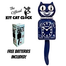 GALAXY BLUE LADY KIT CAT CLOCK 15.5&quot; Glitter Free Battery USA MADE Kit-C... - £63.94 GBP