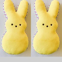 Huge Yellow Peeps Plush Stuffed  Easter Bunny w/ Rainbow Polka Dots Peep 17” 2PK - £46.61 GBP