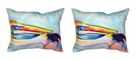Pair of Betsy Drake Pelican Head No Cord Indoor Outdoor Pillows 16 In. X 20 In. - £63.30 GBP