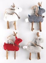 Wondershop 4 count Birchwood Bay Fabric Reindeer Ornament Set NEW w Tags - $12.02