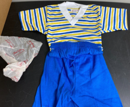 Pajama set Blue Yellow White Striped New Tom&#39; N Jerry Size 4 Boys Vintage - £7.78 GBP