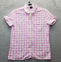 J. CREW Shirt Top Womens Small Multi Gingham Cotton Short Sleeve Button ... - $20.33