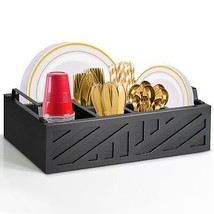 Paper Plate Holder Utensil Caddy for Kitchen Counter，Paper Plate Dispenser with - £41.33 GBP