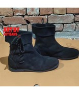 Medieval Suede Black Leather Boots Lace Knee High Boots,Christmas Gifts, New Yea - $102.75 CAD