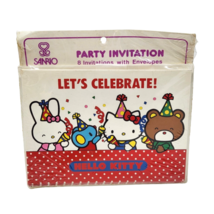 Vintage 1985 Sanrio Hello Kitty 8 Party Invitations W/ Envelopes In Package Nos - £26.57 GBP