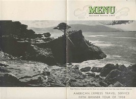 Southern Pacific Lines Menu 1938 Magic Monterey Peninsula on Cover Railr... - $79.40