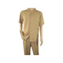 Mens INSERCH 2pc Walking Leisure Suit Shirt Pants Set Short Sleeves 9356 Khaki image 6