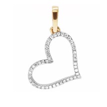 14K Oro Amarillo Chapado Imitación Diamante Uno Fila Colgante Corazón Charm 0.13 - £112.99 GBP