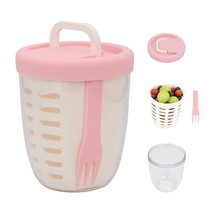 daasigwaa Fresh Fruit Salad Storage Cup To Go With Folding Handle, Lids,... - $25.73