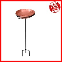 Versatile Hand-Hammered Copper Bird Bath and Feeder with Sturdy Iron Stand - $108.63