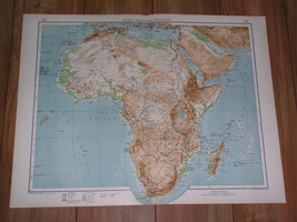 1911 Antique Physical Map Of Africa / Sahara Kilimanjaro Mountains Rivers - £20.02 GBP