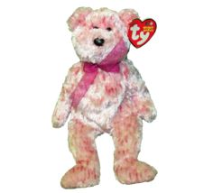 TY BEANIE BABIES SMITTEN TEDDY BEAR 2002 WITH HEART TAG PLUSH PINK ANIMA... - $4.50