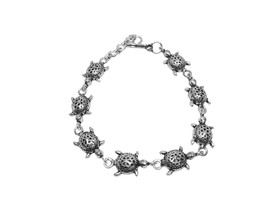 925 Silver Turtle Charm Bracelet Antique Style Turtle Bracelet Animal Br... - £46.59 GBP