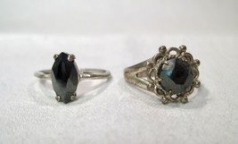 Vintage Sterling Silver Bell Trading Post Hematite Rings - Lot of 2 - K350 - £69.62 GBP