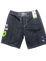 Quiksilver Men Rick Griffin Nylon STR 18.5&quot; Board Shorts Black Size 31 - $22.28