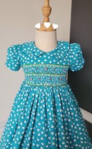 Blue &amp; White Hearts Smocked Embroidered Peter Pan Collar Toddler Girls Dress. - £28.06 GBP