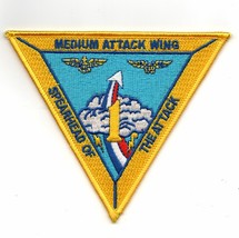 4&quot; Navy Matwing One Triangle Yellow Medium Attack Wing Embroidered Jacket Patch - £28.92 GBP