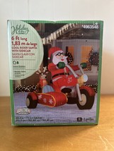 Gemmy Motorcycle Santa Claus Reindeer Sidecar Airblown Blow Up LED Yard ... - $207.89