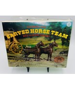 PONDEROSA PINE CARVED HORSE TEAM WITH HARNESS ASSEMBLY VINTAGE SEALED #5... - $34.99