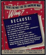 Scarce Patriotic &quot;Ever Ready&quot; Advertising Label Cinderella / Poster Stam... - $17.99