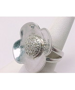 BIG and BOLD Vintage STERLING FLOWER Designer RING with Pave set CUBIC ZIRCONIA - $95.00