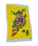 VINTAGE LAMONT PURE LINEN TEA DISH TOWEL FRUIT RED GREEN YELLOW 1970&#39;S P... - £22.87 GBP
