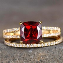 4Ct Oval Schliff Cz Rot Granat Diamant Cocktail Haufen Ring 14K Weißgold Finish - $128.29