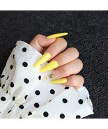Yellow Butterfly Long Press On Nails Handmade Glue On Nails Kit Nude Fla... - £14.15 GBP