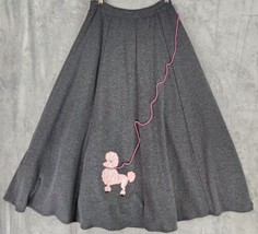 Danielle B Poodle Skirt Womens Small Gray Pink Embroidered Hip Hop 50s V... - £77.84 GBP