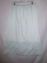 Vintage 1960&#39;s Light Blue Cotton Blend Half Slip with eyelet hem Sz L NOS - £31.90 GBP