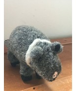 Gently Used Zoona Gray &amp; Black Plush Small Pig Wild Boar Stuffed Animal ... - £6.74 GBP