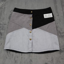 She Sky Skirt Womens S Gray Black White Colorblock Corduroy Casual Mini Bottoms - £15.64 GBP