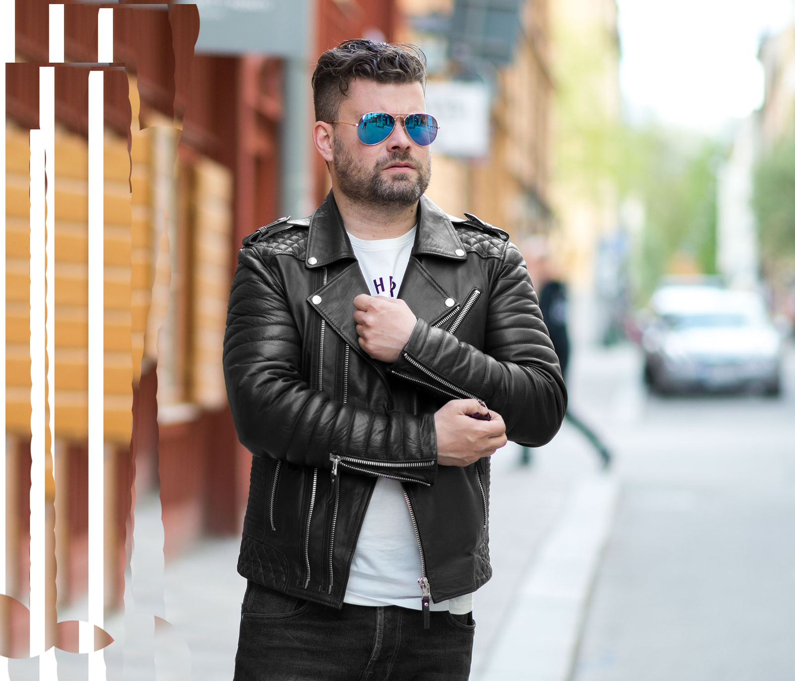 Men Leather Jacket Black Slim Fit Biker Motorbike Style Genuine Lambskin Jacket
